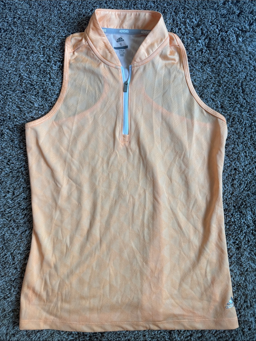 adidas Peach Zip-Front Sleeveless Athletic Tank